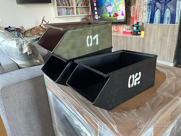 Set 3 Contenitori Metallo Stile Industrial vintage