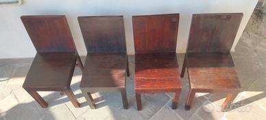4 sedie in legno massiccio