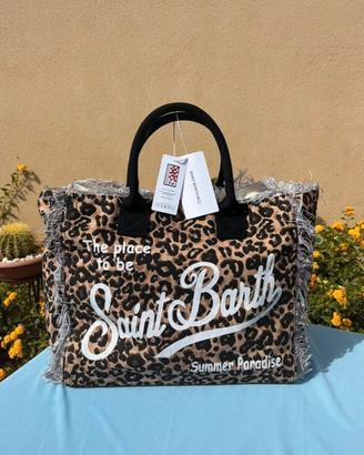 Borsa leopardata grande Saint Barth -40x20x30 cm