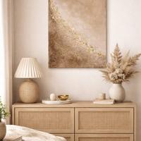 Quadro moderno astratto con texture e foglia oro