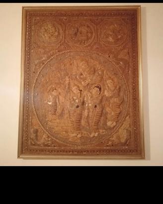 Arazzo Birmano Kalaga con cornice 