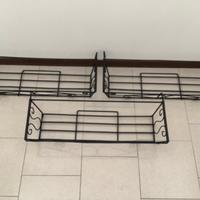 3 fioriere da ringhiera in ferro verniciato