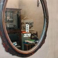 SPECCHIO OVALE CORNICE ARGENTO ANTICO 70x90