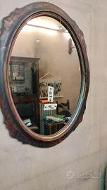 SPECCHIO OVALE CORNICE ARGENTO ANTICO 70x90