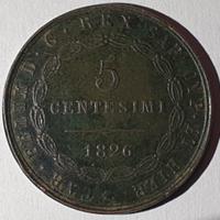 Moneta 5 centesimi 1826 - rame