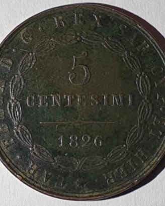 Moneta 5 centesimi 1826 - rame