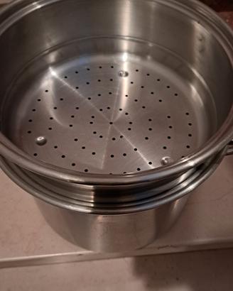 pentola e vaporiera acciaio per fornello a gas 