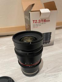 Samyang 16mm T2.2 Cine Sony E Come Nuovo+Garanzia