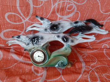orologio da tavolo vintage cani levrieri anni 50