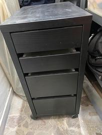 Cassettiera con schedario, marrone-nero, 35x75 cm