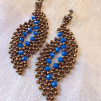 Orecchini Artigianali Vintage Bronzo Cristallo 