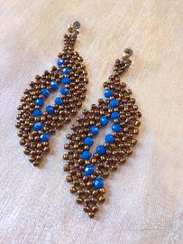 Orecchini Artigianali Vintage Bronzo Cristallo 