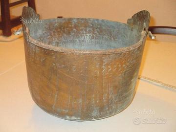 Antico secchio paiolo in rame da acqua '800 veneto