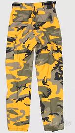 Pantaloni Cargo Militari Camo Giallo