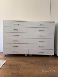 Cassettiera moderna 12 cassetti su ruote