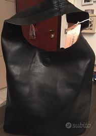 Borsa tote doppia nera ecopelle