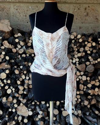 Sportmax top seta camiciola con fascia 44