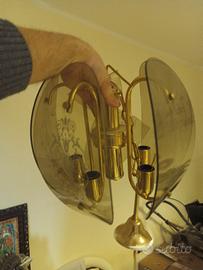 Lampadario ottone vetro vintage antico da restauro