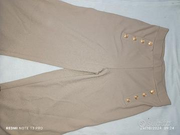 pantalone elegante beige zampa larga taglia L 