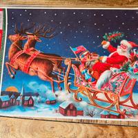 Babbo Natale e slitta, vetrofania vintage