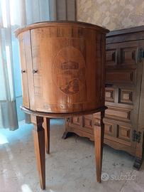 tavolo porta liquori mezza luna in legno vintage 