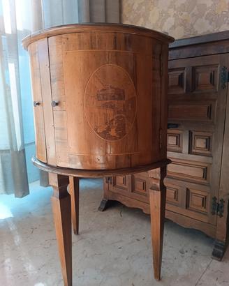 tavolo porta liquori mezza luna in legno vintage 