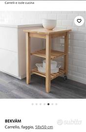 Mobiletto in legno massello ad isola per cucina 