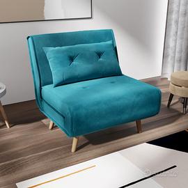 Poltrona letto Terat Deghi in velluto turchese