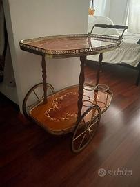 Carrello portavivande/bar vintage con intarsi