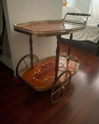 Carrello portavivande/bar vintage con intarsi