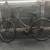 bicicletta da corsa vintage da donna con passeggin