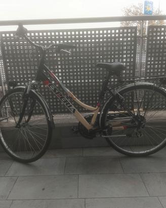 bicicletta da corsa vintage da donna con passeggin