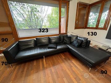 Divano angolare in vera pelle