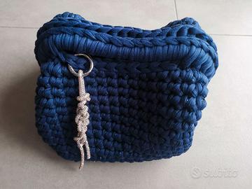 Borsa pochette blu - crochet cm 20 x 20 x 15