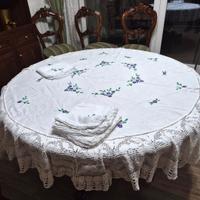 tovaglia tonda in puro lino fatta a mano 