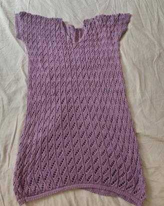 maglia fatta a mano ai ferri vintage cotone viola 