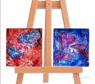 2 quadretti cuori astratti