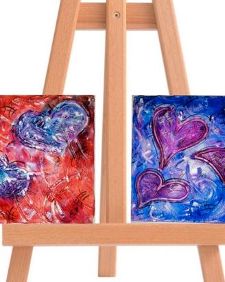 2 quadretti cuori astratti