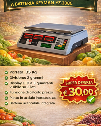 BILANCIA ELETTRONICA DIGITALE A BATTERIA KEYMAN