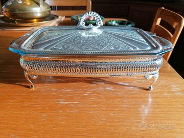 Vassoio portavivande vintage placcato argento