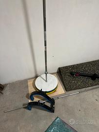 Dischi palestra + bilancieri e supporto per squat