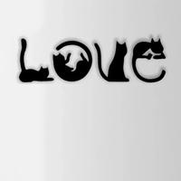 Decorazione murale scritta LOVE gatto