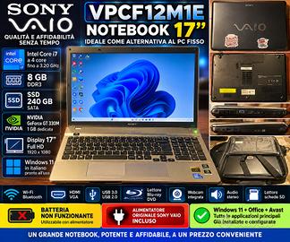 Sony VAIO 17" i7 – 8GB – SSD--NVIDIA – Blu-ray