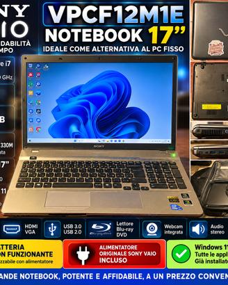 Sony VAIO 17" i7 – 8GB – SSD--NVIDIA – Blu-ray