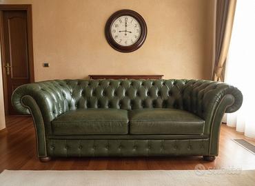 Divano 2 posti max Impero in pelle vintage verde