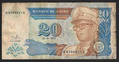 Zaire - banconota circolata da 20 Nuovi Zaires
