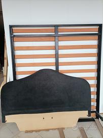 Letto classico imbottito Alcantara grigio