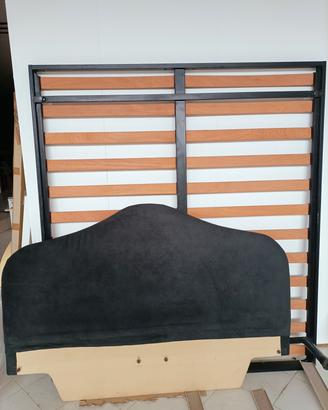 Letto classico imbottito Alcantara grigio