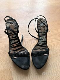 Sandali neri con strass