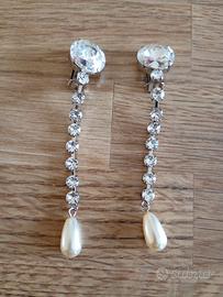 Orecchini Miu Miu cristallo argentato e perle